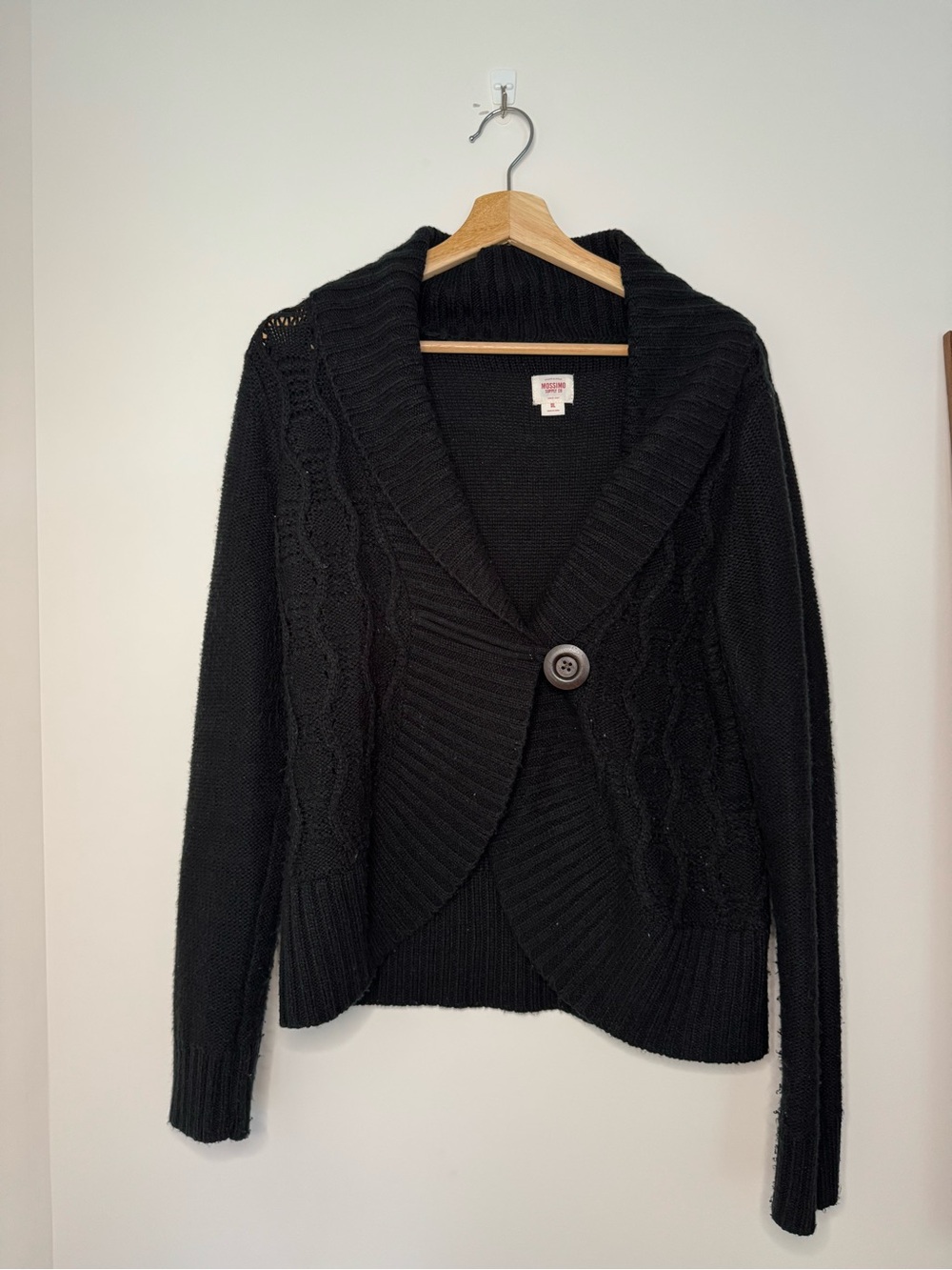 Mossimo Supply Co. Black Shawl Collar Cable Knit Cardigan